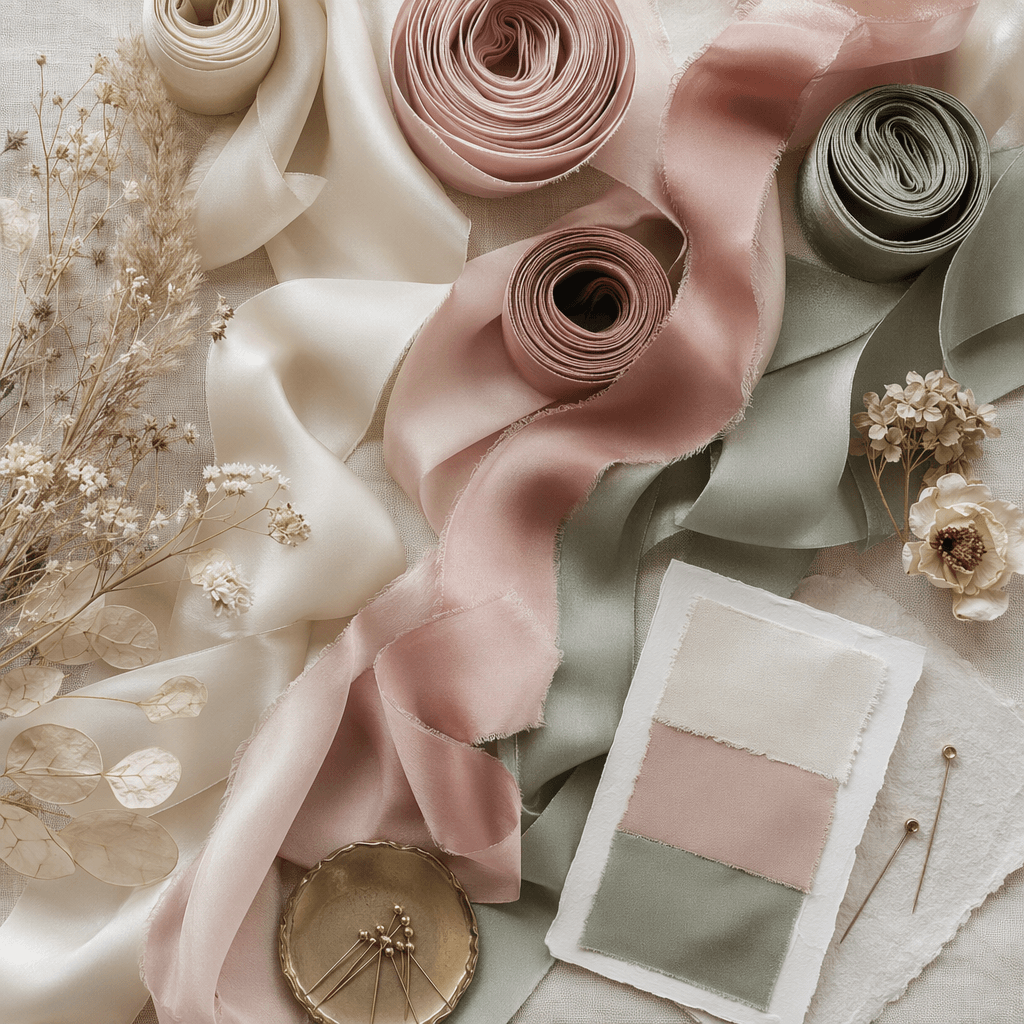 Soft Ribbon Table mood board of craft materials